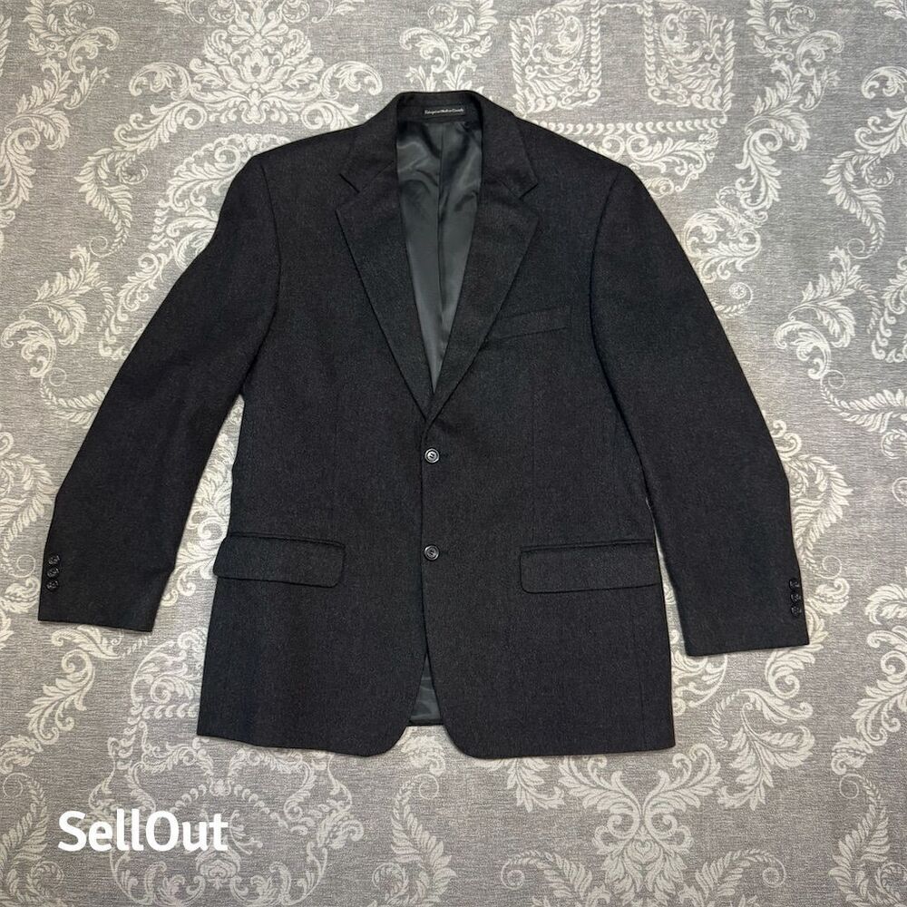Pronto Uomo Men's Black Cashmere Blazer Two-Button Formal Jacket